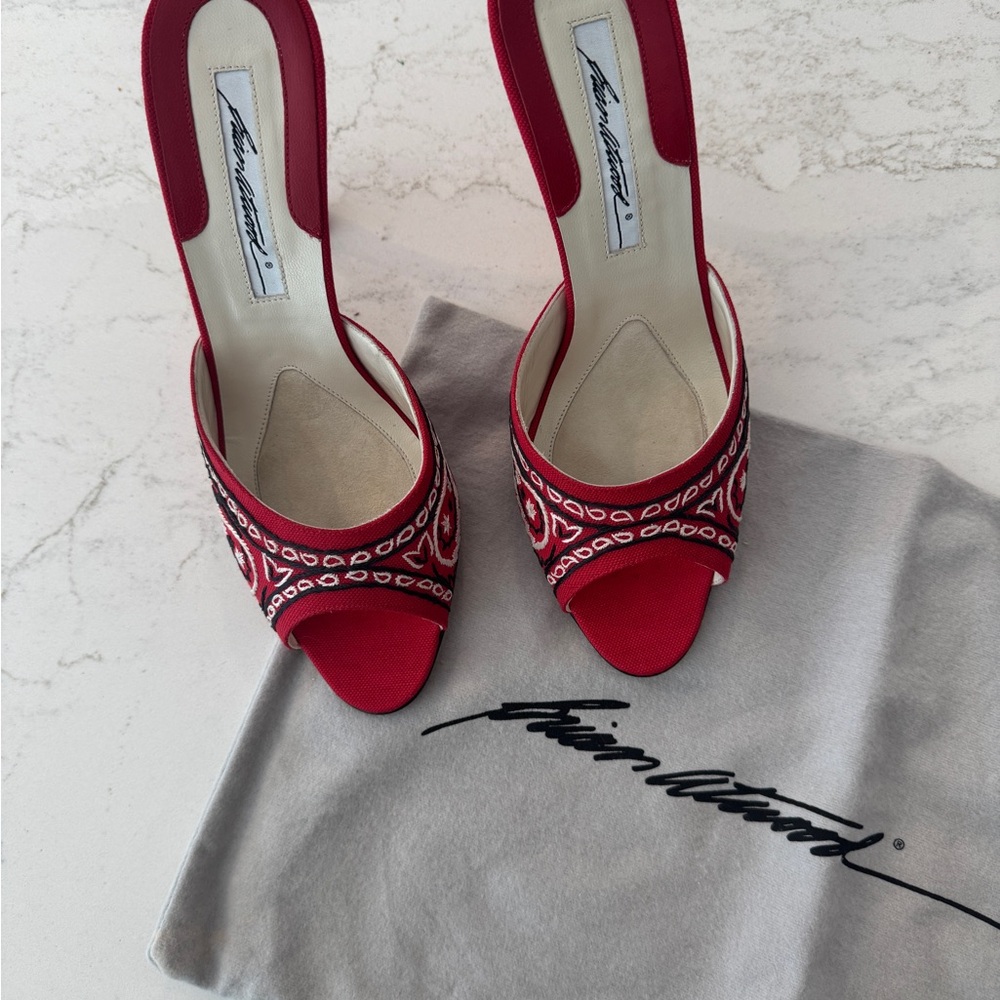 Brian Atwood Red Embroidered Heels